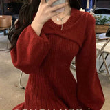 Loose Female Knit Dresses Sexy Winter High Quality Autumn Korean Fashion Elegant Midi Women Knitted Sweater Dress Long New