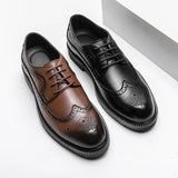 Men's Genuine Leather Shoes Classic Business Office Shoes Lace Up Low Heel Fashion Men's Casual Shoes Luxury Banquet Dress Shoes