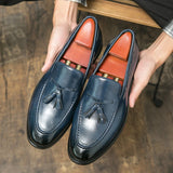 Men's Dress Platform Shoes Gentleman Loafers Men Fashion Tassel Wedding Shoes Black Formal Business Luxury Slip-on Leather Shoes