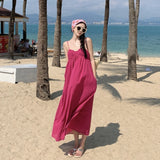 Summer Elegant Beach Midi Dresses for Women Fashions High Waist A-line Sleeveless Female Clothing Casual Vacation Sundress New