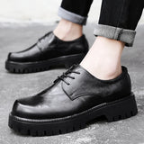 New Black Business Lace Up Men Oxford Shoes Comfort Platform Shoes Wedding Height Shoes Men's Fashion Thick Soled Leather Shoes