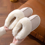 Winter Warm Flat Fur Slippers Women Faux Suede Fluffy Furry Home Slides Woman Comfort Non Slip Indoor Floor Cotton Shoes