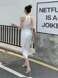 Summer Elegant Sexy V-Neck Split Bodycon Sheath Pencil Dress Women Pleated White Party Dresses Female  Work  Clothes