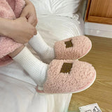 Home Cotton Slippers Couples Shoes Men Fur Cotton Women Winter Indoor Home Comfortable Warm Slides