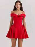 Elegant Off-shoulder Sexy Mini Dress For Women Fashion Spaghetti Strap Off-shoulder Sleeveless A-line Club Party Dress