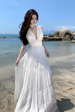 Sexy Backless Beach Holiday White Long Dresses for Women Summer New Korean Elegant Chic Sleeveless Casual Bandage Female Clothes