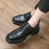 Spring Men Formal Business Thick Soled Oxford Shoes Luxury Men's Dress Shoes Male Casual Genuine Leather Wedding Party Loafers
