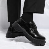 Men Dress Shoes Thick Soled Leather Shoes Lace Up Business Men Shoes Platform Oxford Shoes Moccasin Casual Shoes Big Size 38-48