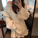 Autumn New Korean Edition Sweet Three Dimensional Lace Hollowed Out Unique Design Loose Pullover Sweater for Women