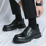 Men Casual Large Toe Original Black Platform Business Thick Bottom Dress Shoes Men Gentleman Outdoor Patent Leather Safety Shoes