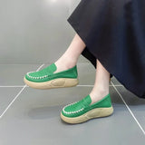 Woman Footwear Low Leather High on Platform Shoes for Women Loafers White Casual Daily Routine Autumn Offer Korean Fashion