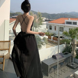 Elegant Black Long Bodycon Dress for Women Slim Sleeveless Fashion Backless Solid Party Evening Prom Dresses New Summer