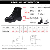 White Chunky Platform Combat Boots Women Back Zipper Pu Leather Ankle Boots Woman Punk Thick Bottom Motorcycle Botas Mujer