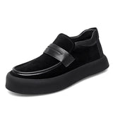 Spring Autumn New Designer Leather Loafers Male Fashion Casual New Designer Black British Platform Shoes for Men