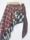 Streetwear High Waist A-line Skirts Vintage All-match Clothing Irregular Patchwork Red Plaid Design Skirt Faldas