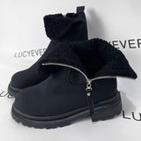 Keep Warm Winter Fur Ankle Boots Women  Fashion Short Plush Platform Boots Woman Thick Bottom Zipper Short Booties