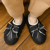 Women's Plush and Thick Cotton Shoes Winter New Butterfly Flat Shoes Indoor and Outdoor Comfortable Plush Slippers