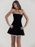 Strapless Backless A-line Sexy Mini Dress For Women Fashion Off-shoulder Sleeveless Club Party Dress Elegant New