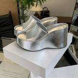 Style Women's Sandals Casual Summer Fashion Silver Wedges Shoes 5cm-8cm High Platform Sandals 