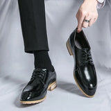 White Fashion Men's Wedding Leather Shoes Lace-up Black Business Shoes Italy Style Point-Toe Dress Shoes Luxury Soft Wood Oxford