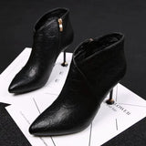 Booties Black Footwear Sexy Female Ankle Boots Heeled Very High Heels Short Shoes for Women Y2k Quality Goth Pu New Rock in Hot