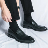 Fashion Mens Loafers Leather Handmade Brown Casual Spring New Business Dress Shoes Pointed Party Wedding Men's Footwear