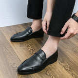 New Men Casual Slip-on Business Loafers Male Concise Fashion Leather Shoes Soft High Quality Driving Shoes Mule Dress Shoes