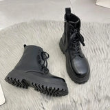 Footwear with Laces Women's Ankle Boots Combat Biker Short Shoes for Woman Lace-up Booties Platform Punk Style Chunky Boot Pu 39