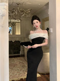 Elegant Fashion Wedding Evening Party Black Midi Dresses Women Summer Vintage Sleeveless Mesh Patchwork Bodycon Female Clothing