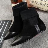 Short Shoes for Women Suede Female Ankle Boots Pointed Toe Footwear Flat Black Booties Designer Luxury with Free Shipping Pu Hot