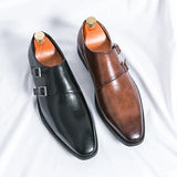 New Leather Shoes for Men Monk Shoes Classic Brown Wedding Shoes for Men Fashion Casual Men Shoes Evening Dress Moccasins