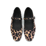 Smile Circle Velvet Mary Jane Ballet Flats Women Shoes Leopard Print Comfortable Soft Round Toe Flat Shoes for Women