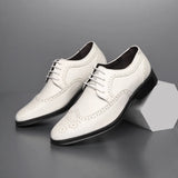 Handcrafted Mens  Oxford Shoes Genuine Calfskin Leather Brogue Dress Shoes Classic Business Formal Shoes Man