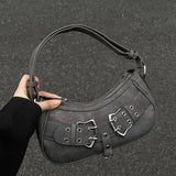 Sweet Cool Denim Grey Shoulder Bag Women Y2k Grunge Hot Girls Casual Handbag Lady Vintage Versatile Underarm Bag Autumn