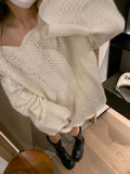 Autumn New Korean Edition Sweet Three Dimensional Lace Hollowed Out Unique Design Loose Pullover Sweater for Women