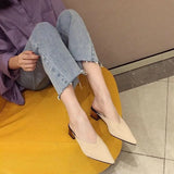 Summer with Heel Slides Pointed Toe Shoes Mules Women's Slippers and Ladies Sandals Black Outside Non Slip Korea Style 39 F