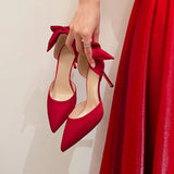 Elegant Women Heel Women Shoes High Heels Women Pumps Sexy Stilettos Wedding Shoes Bride Heels Red White Bowknot Women Footwear