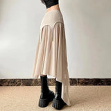 Spicy Girl Style Split Irregular Summer New Spliced High-waisted Gauze Minimalist Office Lady Slim All-match Casual Skirts