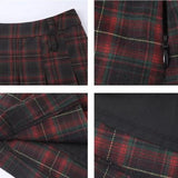 Autumn Korean Fashion Vintage Literary Low Waist Pleated Skirts Women Plaid Knee-length Preppy Style All-match Casual Students