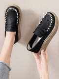 Woman Footwear Low Leather High on Platform Shoes for Women Loafers White Casual Daily Routine Autumn Offer Korean Fashion