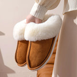 Winter Warm Flat Fur Slippers Women Faux Suede Fluffy Furry Home Slides Woman Comfort Non Slip Indoor Floor Cotton Shoes