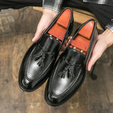 Men's Dress Platform Shoes Gentleman Loafers Men Fashion Tassel Wedding Shoes Black Formal Business Luxury Slip-on Leather Shoes