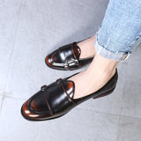 Men's Retro Patina Casual Leather Shoes Trendy Buckle Party Wedding Shoe Mens Driving Flats Men Moccasins Loafers EU Sizes 37-48