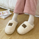 Home Cotton Slippers Couples Shoes Men Fur Cotton Women Winter Indoor Home Comfortable Warm Slides