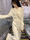 Y2K Knitted Two Piece Set for Women Elegant New Fashion Off Shoulder Tops Slim Drawstring Pants Suit Autumn Female Clothing