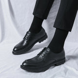 Men's Concise Oxford Business Leather Shoes Formal Dress Shoes Korea Style Office Work Shoes Brand Black Brown Plus Size 38-46