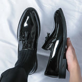 Fashion Tassel Patent Loafers Men's Luxury Pea Shoes Night Club Shiny Leather Shoes Black Shoes Slip-on Flats Moccasins Shoes