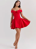 Elegant Off-shoulder Sexy Mini Dress For Women Fashion Spaghetti Strap Off-shoulder Sleeveless A-line Club Party Dress