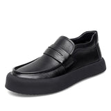 Spring Autumn New Designer Leather Loafers Male Fashion Casual New Designer Black British Platform Shoes for Men