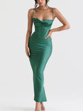 Satin Sexy Backless Maxi Dress For Women Robe Fashion Spaghetti Strap Sleeveless Skinny Party Long Dress Vestido